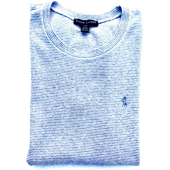 Ralph Lauren fitted striped tee shirt top blouse stretchy crew neck polo white - Picture 3 of 8